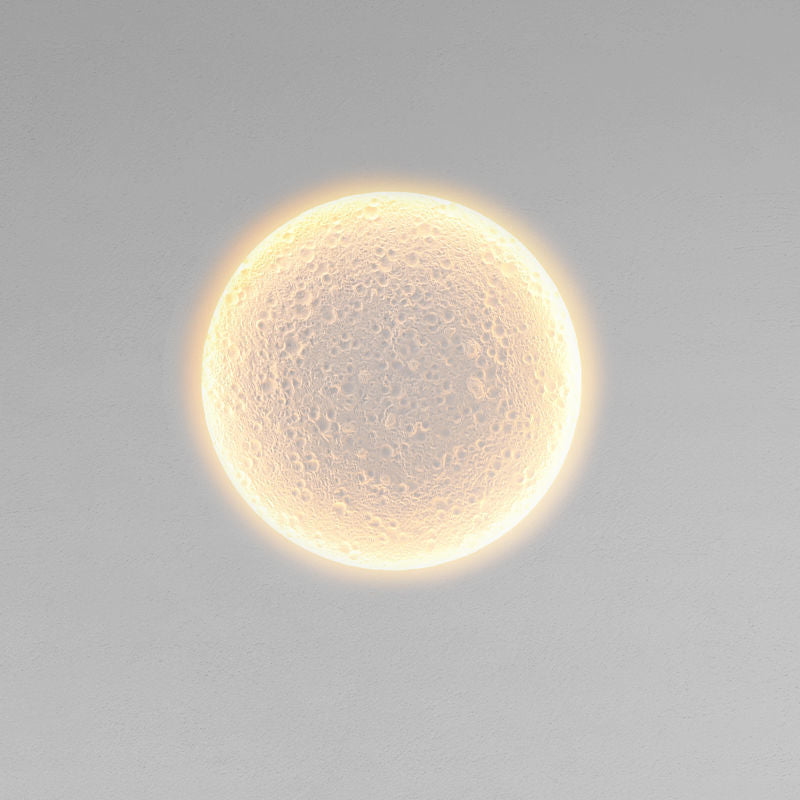 Minimalist Round Moon Iron Plaster LED Wall Sconce Lamp