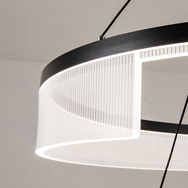 Minimalist Round Aluminum Iron Acrylic LED Pendant Light