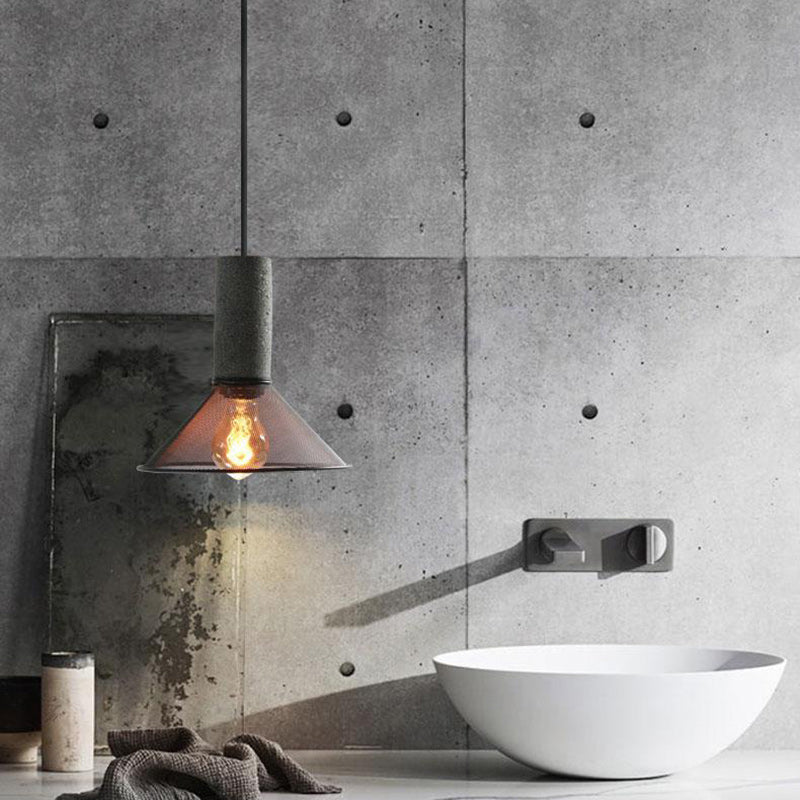 Industrial Cement Dome Cylinder Pendant Light
