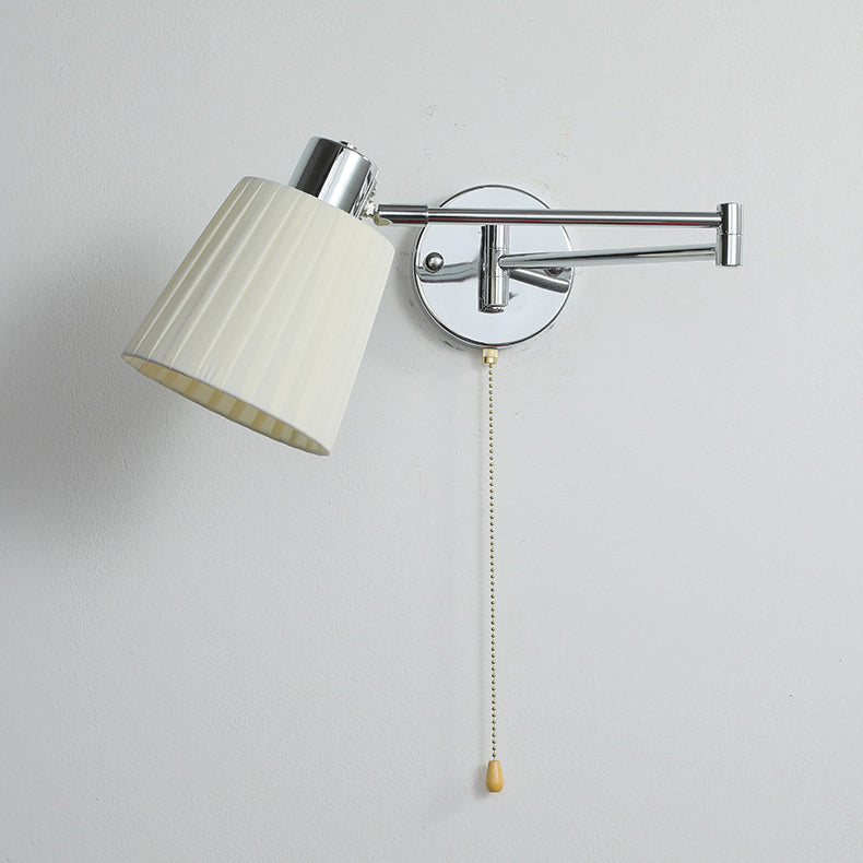 Swing Round Cylinder Iron Fabric 1-Light Wall Sconce Lamp