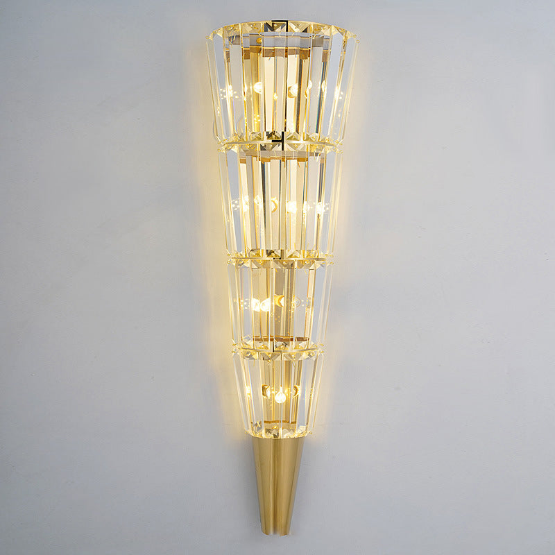 Cone Stainless Steel Crystal 3/5/7 Light Wall Sconce Lamp