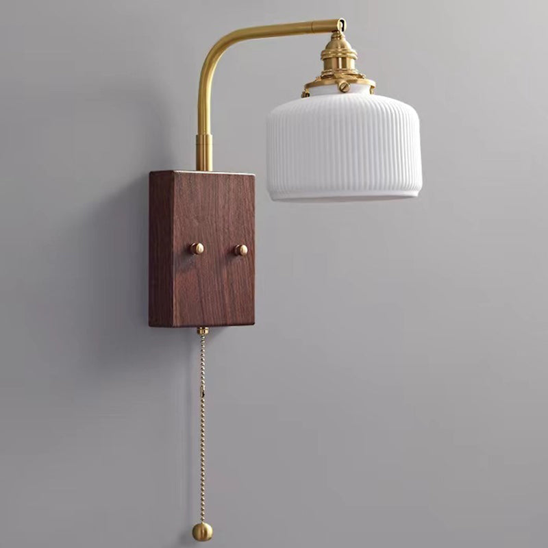 Round Trapezoidal Copper Ceramic 1-Light Wall Sconce Lamp