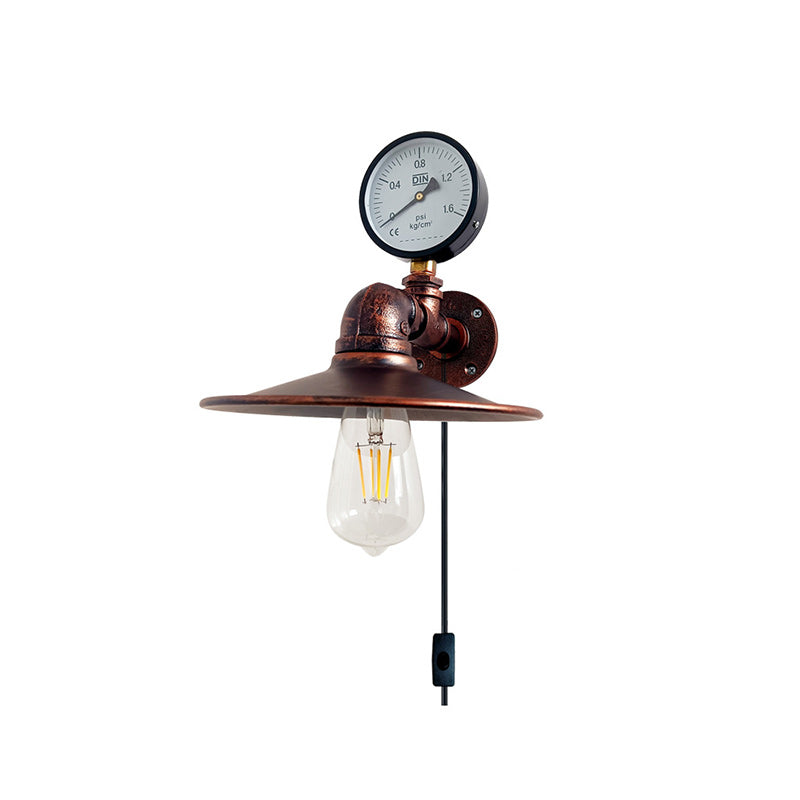 Industrial Water Tube Round Iron 1-Light Wall Sconce Lamp