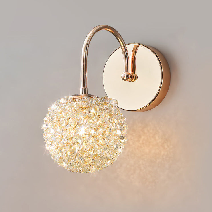 Luxury Crystal Orb Hardware Frame 1-Light Wall Sconce Lamp