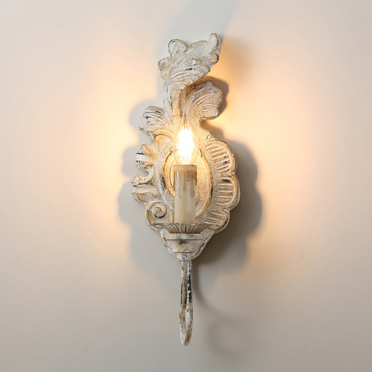 Leaf Candelabra Iron Solid Wood 1-Light Wall Sconce Lamp