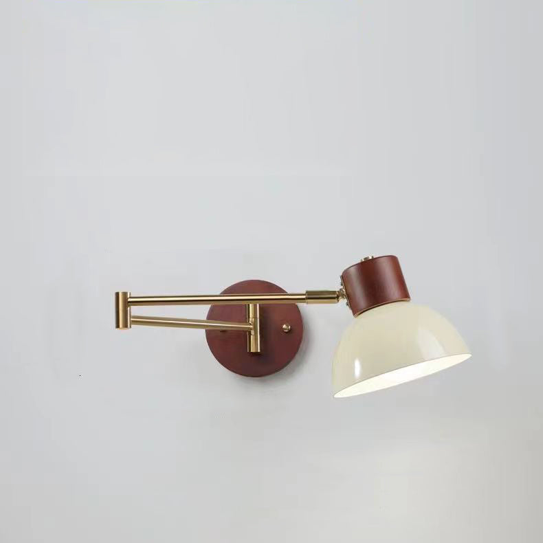 Swingable Shape Iron Solid Wood PE 1-Light Wall Sconce Lamp