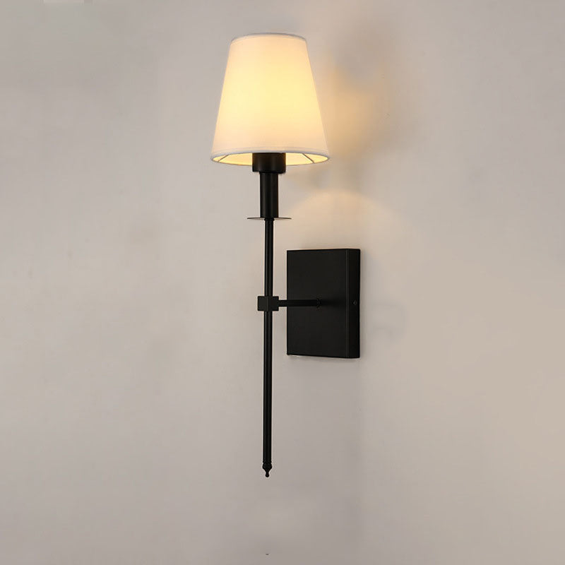 Round Shade Square Iron Base 1-Light Wall Sconce Lamp