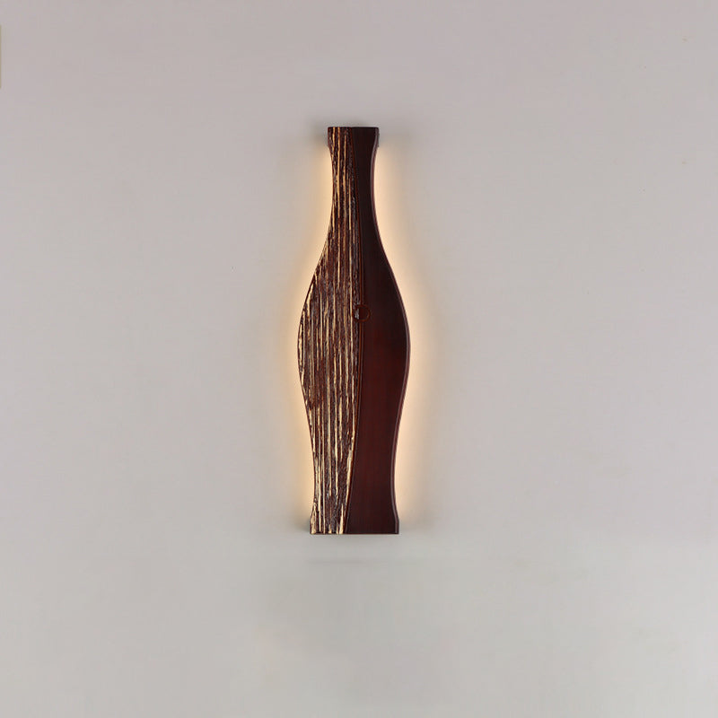 Japanese Shape Wood Aluminum Silicone LED Wall Sconce Lamp