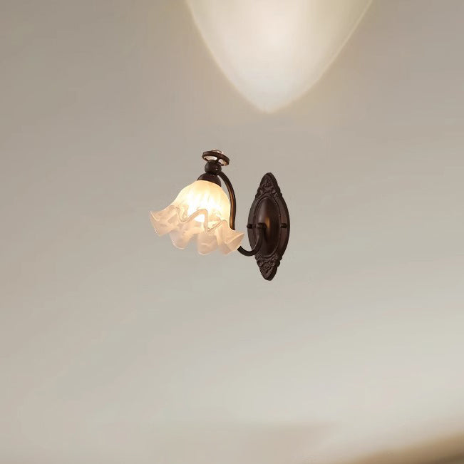 Bell Curved Rod Glass Shade 1-Light Wall Sconce Lamp