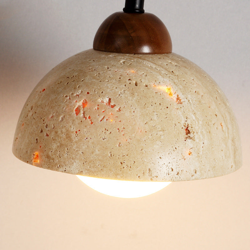 Japanese Globe Stone Wood Iron 1-Light Wall Sconce Lamp