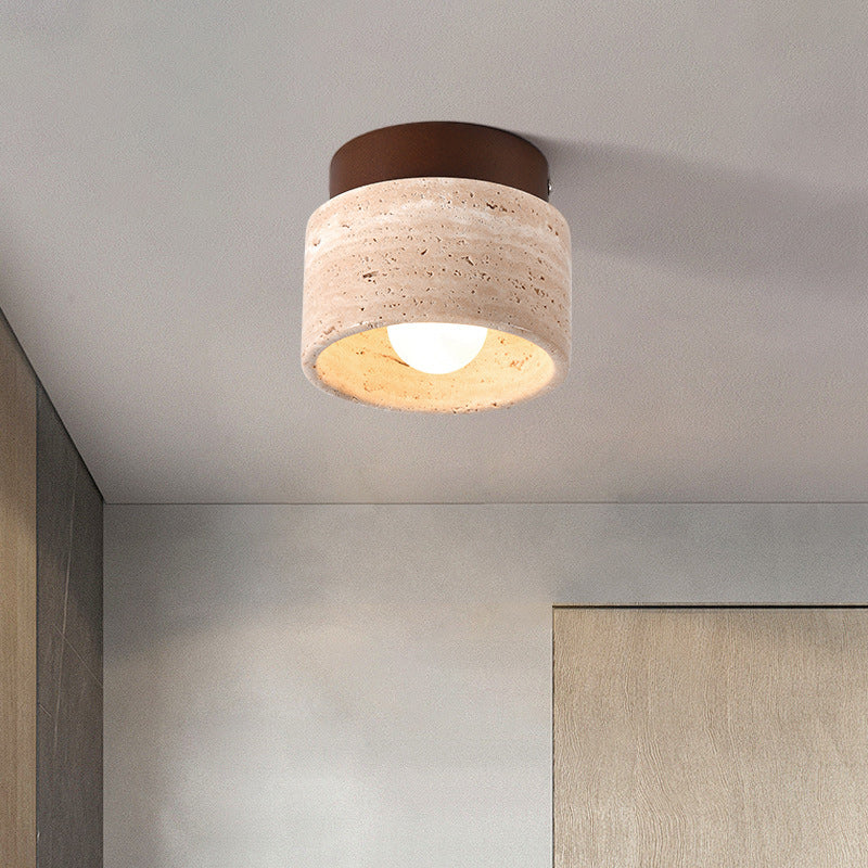 Traditional Stone Wood Ceiling Light