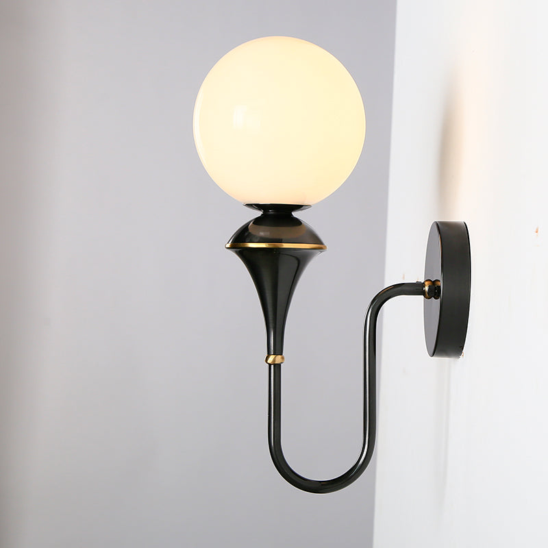 French Globe Copper Glass 1-Light Wall Sconce Lamp