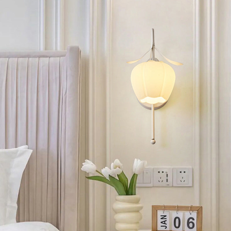 Retro Flower Iron Glass 1-Light Wall Sconce Lamp