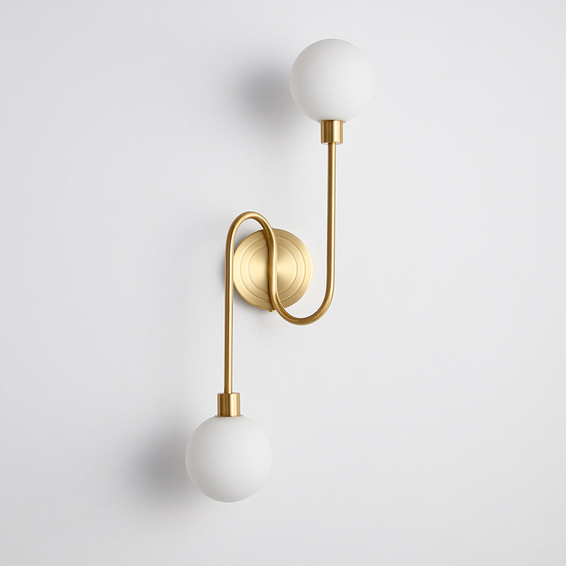 French Globe Iron Glass 2-Light Wall Sconce Lamp