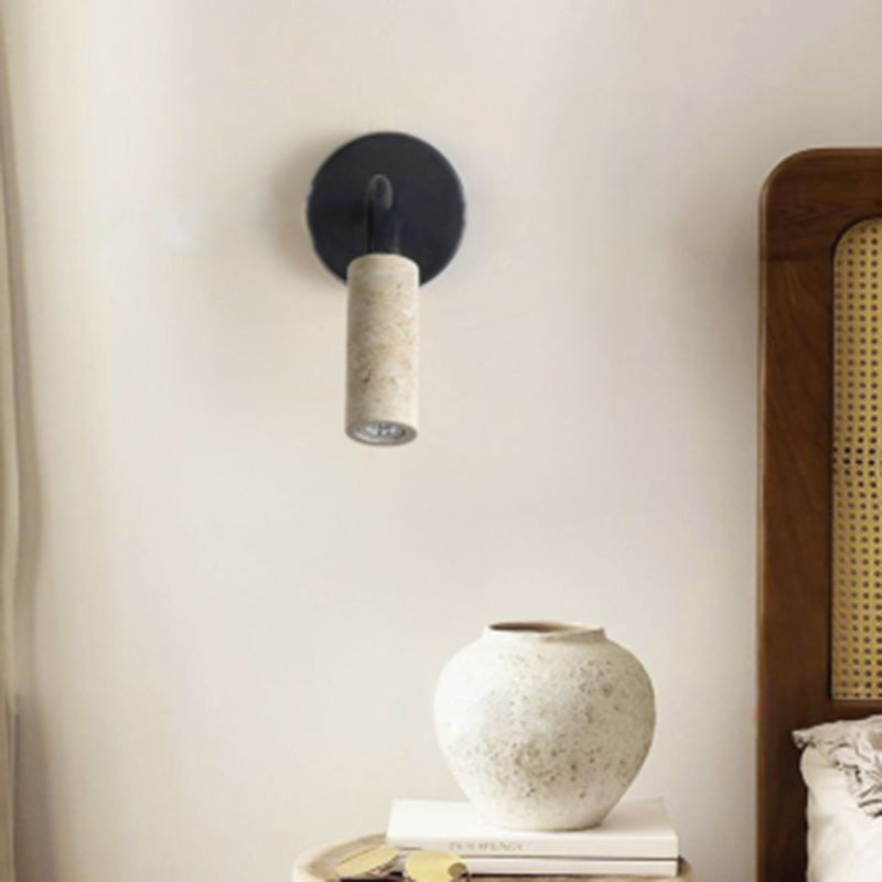 Japanese Column Iron Stone 1-Light Wall Sconce Lamp
