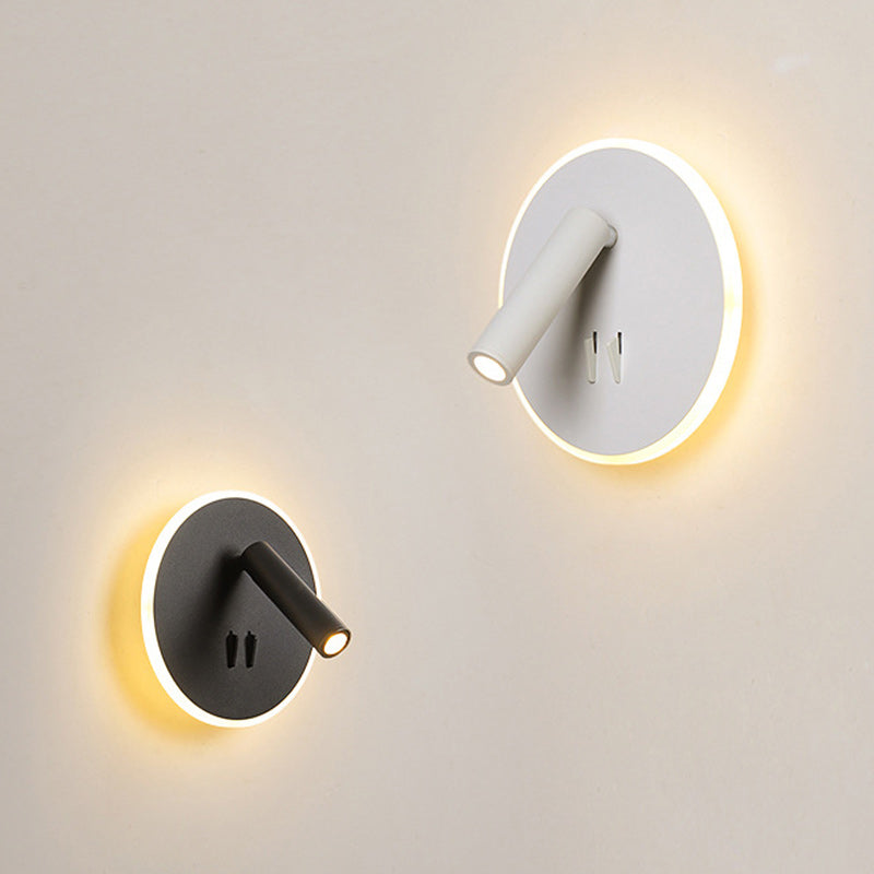 Modern Minimalist Round Iron PVC LED Wall Sconce Lamp