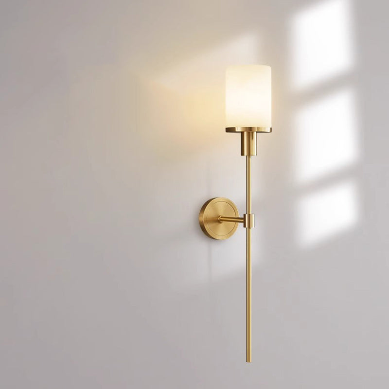 Luxury Column Copper Stone 1-Light Wall Sconce Lamp