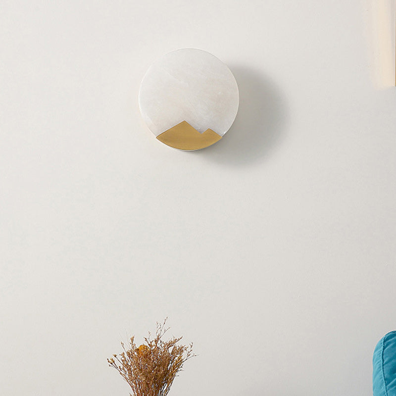 Scandinavian Round Copper Stone 1-Light Wall Sconce Lamp
