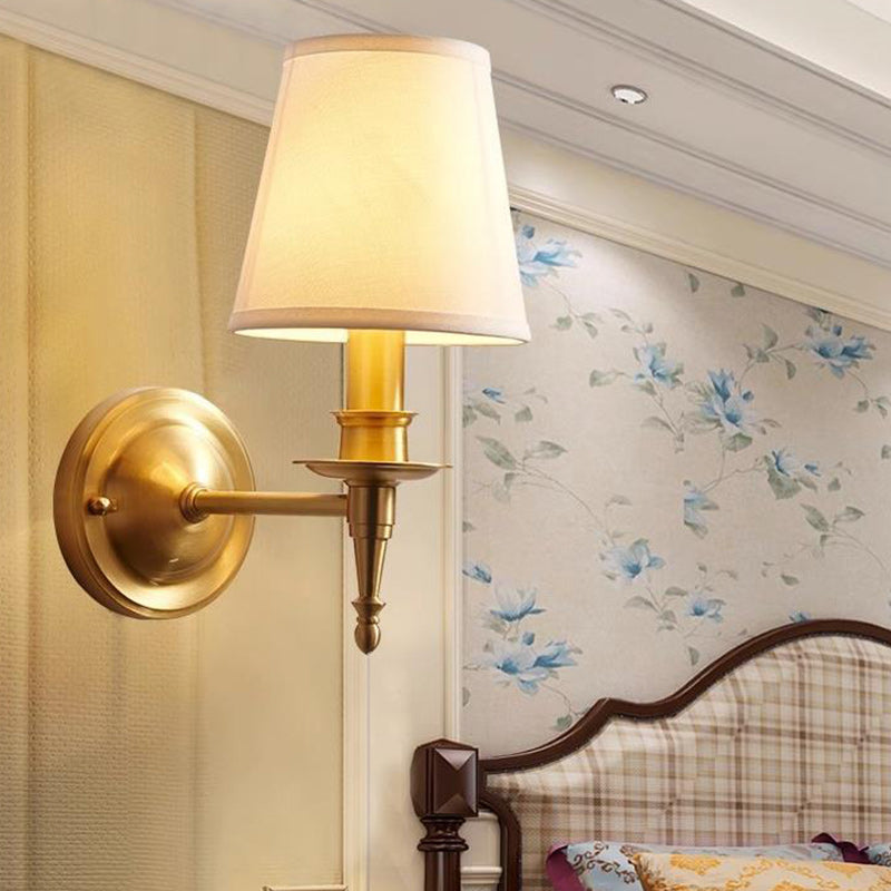 Traditional Drum Copper Fabric 1/2-Light Wall Sconce Lamp