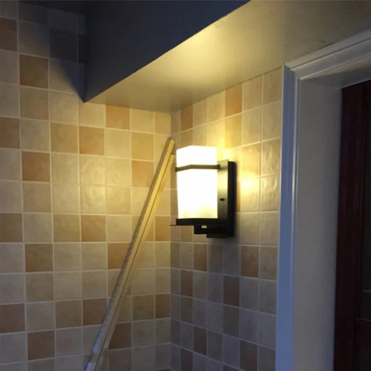 Minimalist Rectangular Iron Glass 1-Light Wall Sconce Lamp
