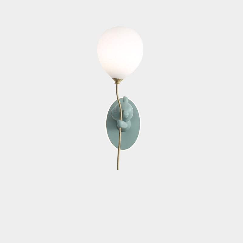 Kids Bear Balloon Resin Glass Ball 1-Light Wall Sconce Lamp