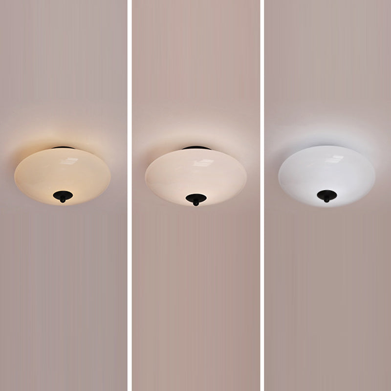 Art Deco Drum Opal Glass LED Semi-Flush Mount