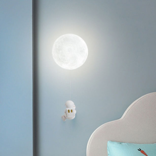Kids Moon Silicone Resin Aluminum 1-Light Wall Sconce Lamp