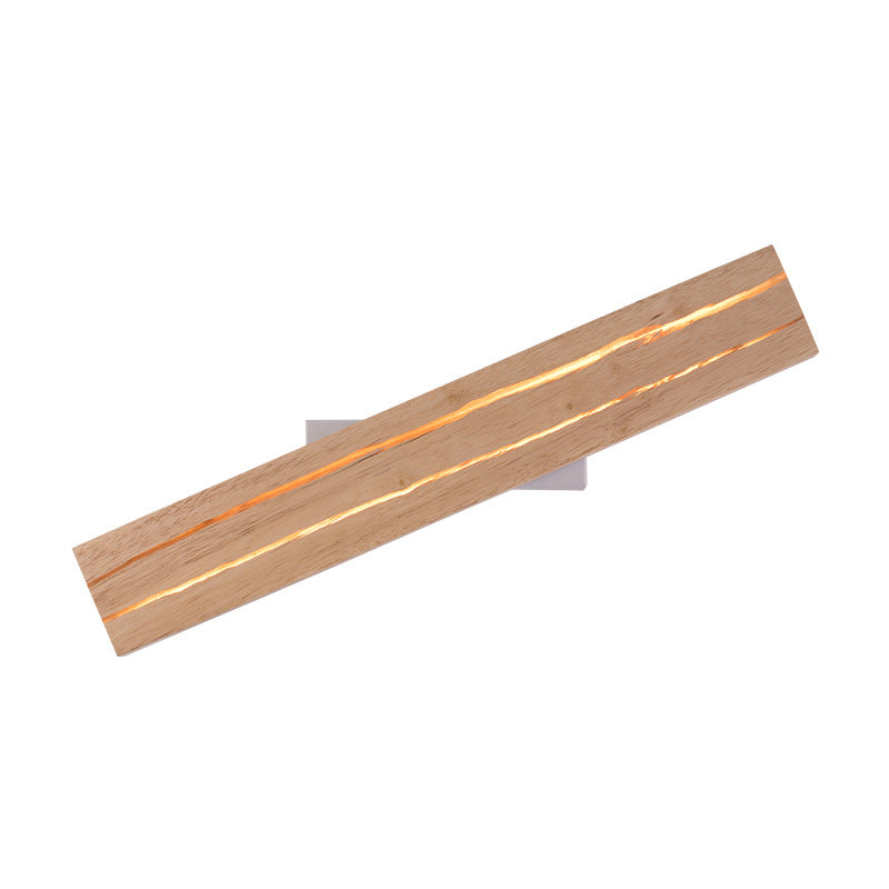 Rectangular Log Crack Wood Iron LED Wall Sconce Lamp