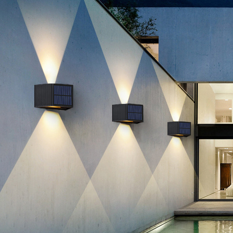 Solar Rectangle ABS LED Outdoor Wall Sconce Lamp