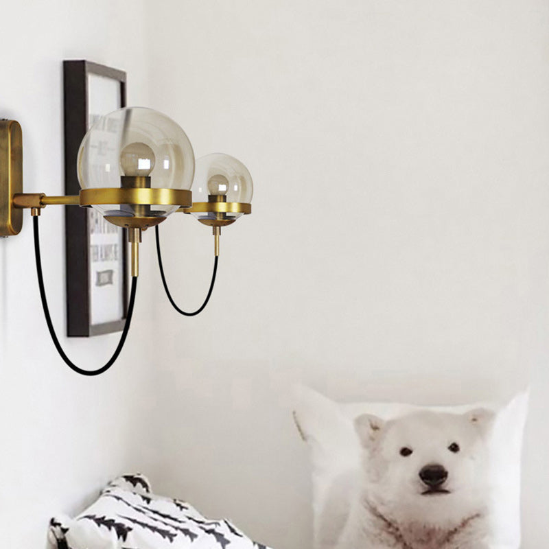 Round Ball Oval Base Iron Glass 1-Light Wall Sconce Lamp