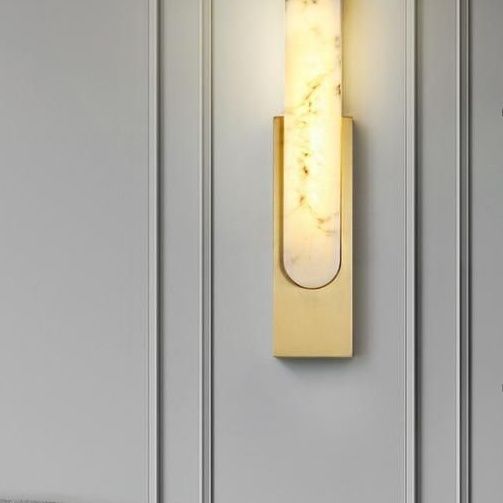 Rectangle Oval Nested Iron Faux Marble LED Wall Sconce Lamp