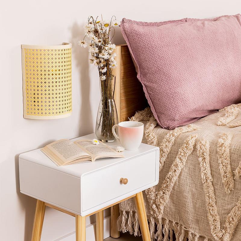 Japanese Hardware Rattan 1-Light Wall Sconce Lamp