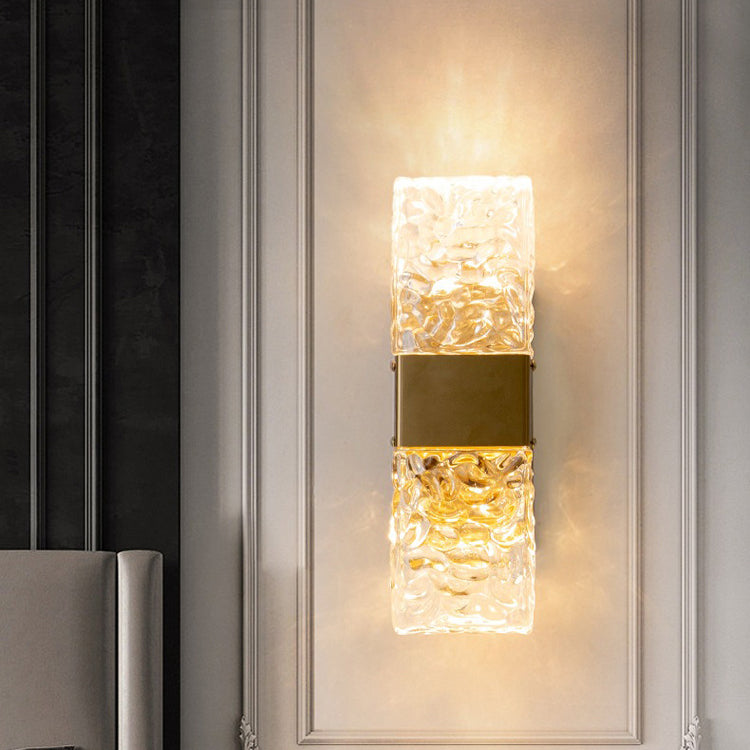 Rectangle Stainless Steel Iron Glass LED Wall Sconce Lamp