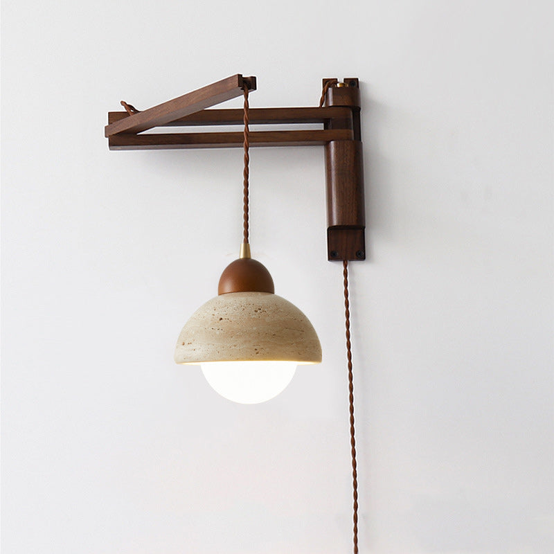 Japanese Shade 1-Light Retractable Folding Wall Sconce Lamp