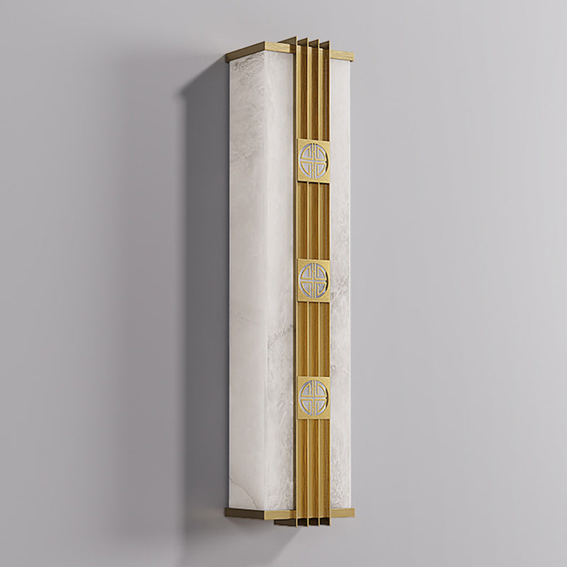 Brass Shade Cuboid LED Solar Outdoor Wall Sconce Lamp