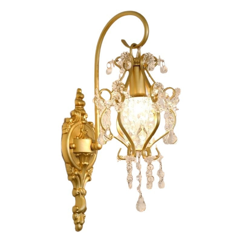 Curved Frame Crystal Decoration 1-Light Wall Sconce Lamp