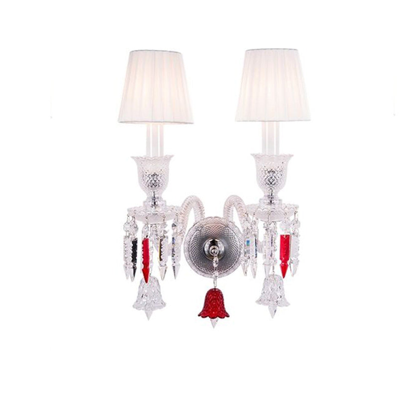 Glass Candlestick Fabric Shade 1/2-Light Wall Sconce Lamp