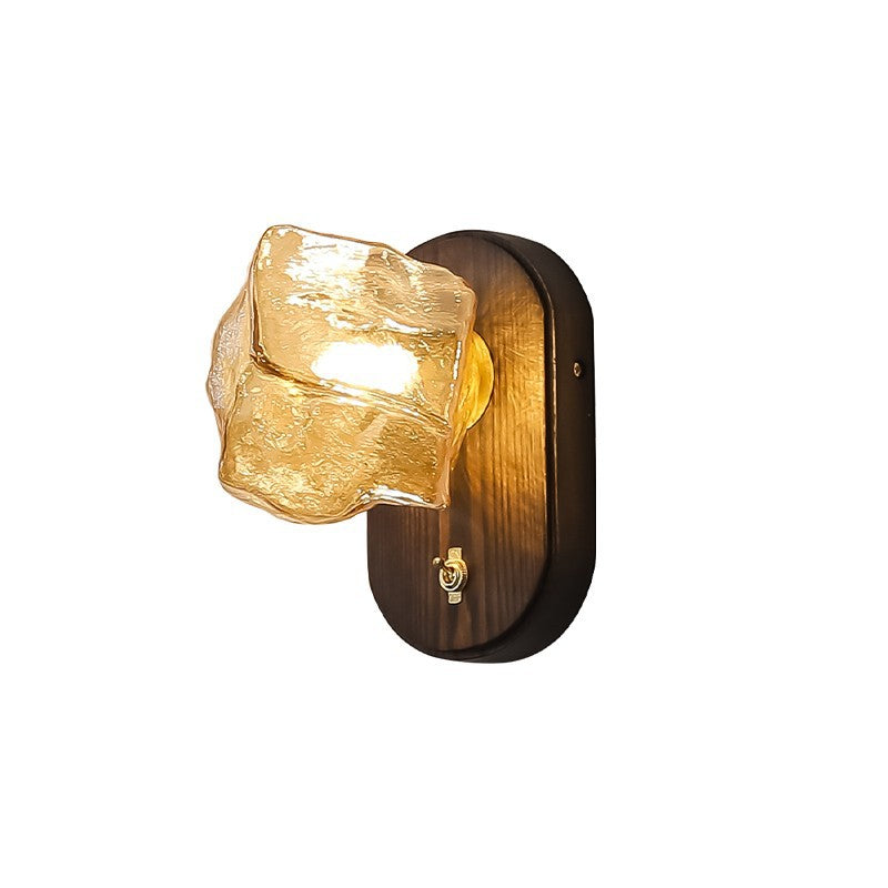 Japanese Cube Texture Glass Shade 1-Light Wall Sconce Lamp