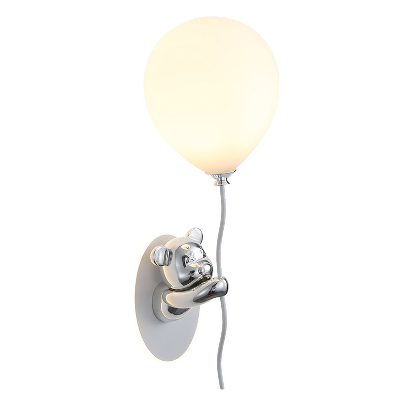 Resin Cartoon Bear Glass Balloon Shade LED Wall Sconce Lamp