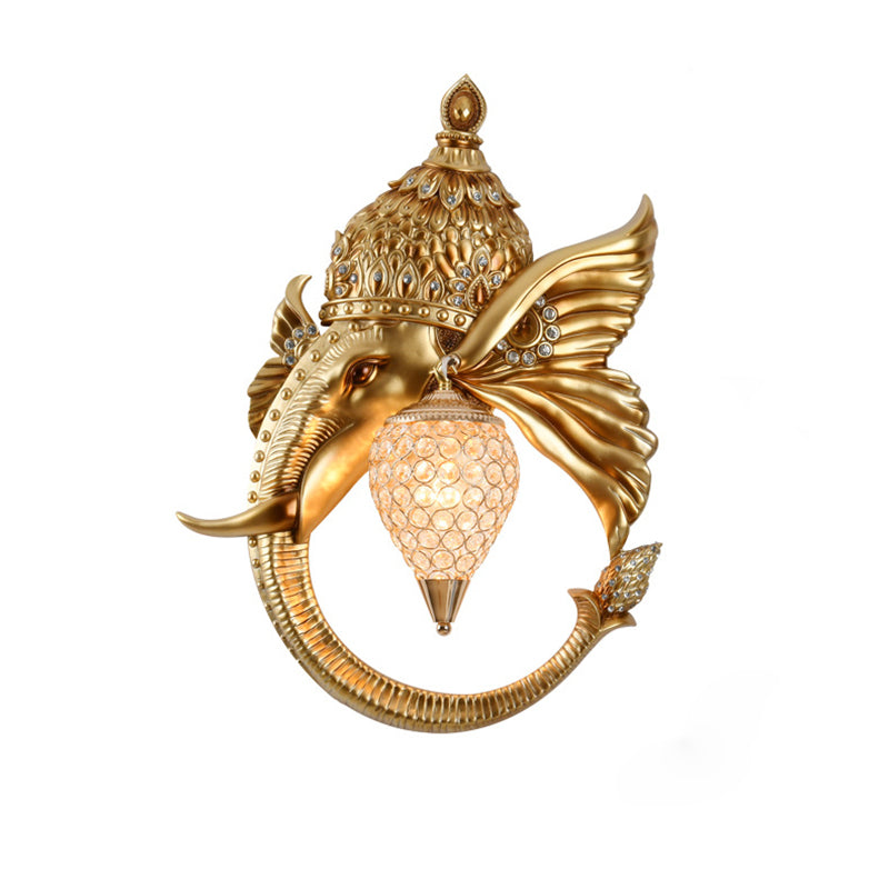Luxury Resin Crystal Elephant Dog 1-Light Wall Sconce Lamp