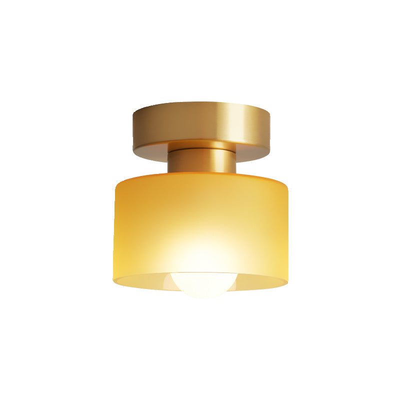 Nordic Copper Glass Cylinder Semi-Flush Mount