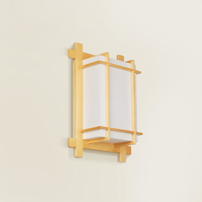 Japanese Faux Parchment Shade 2-Light Wall Sconce Lamp
