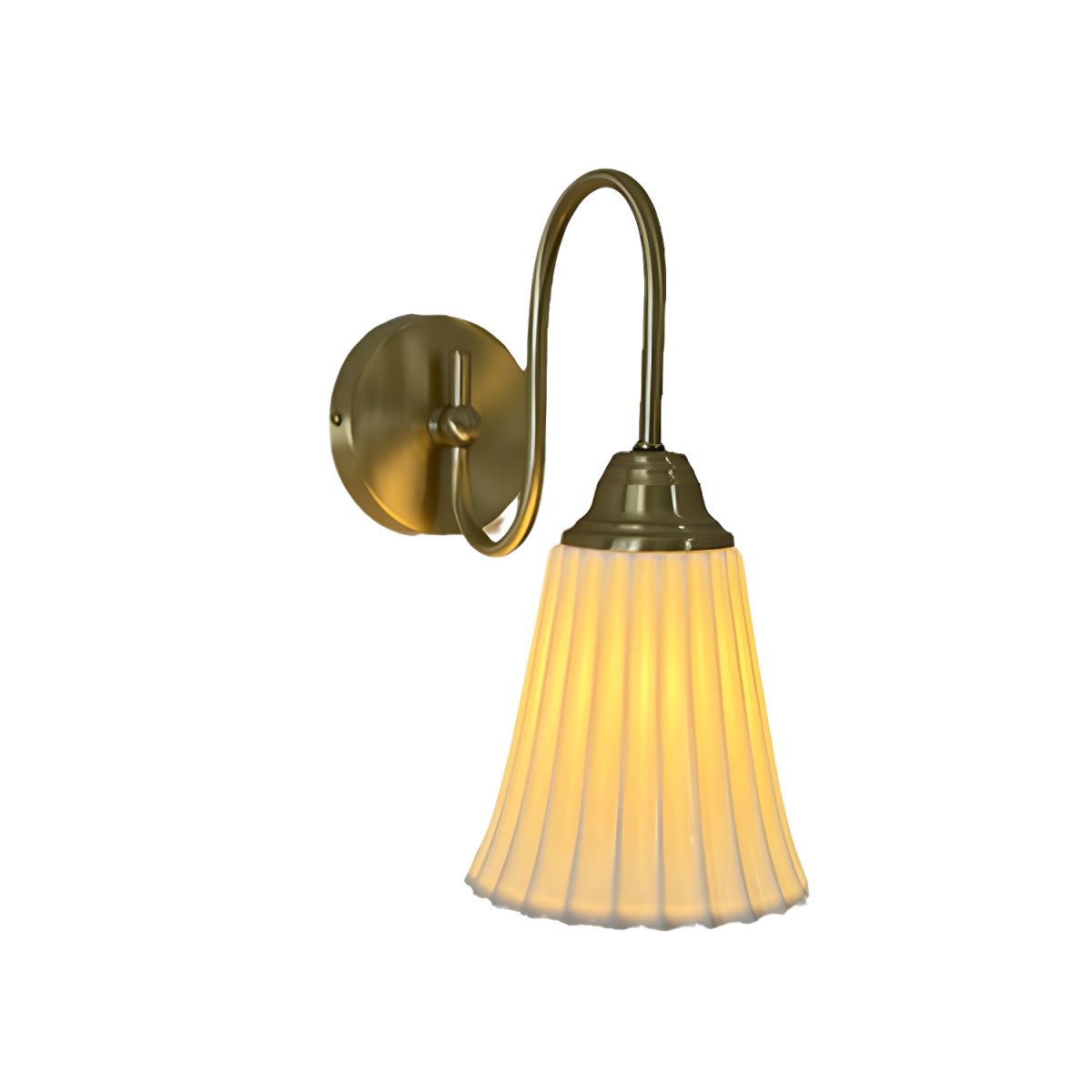 French Ceramic Pleated Shade 1-Light Wall Sconce Lamp