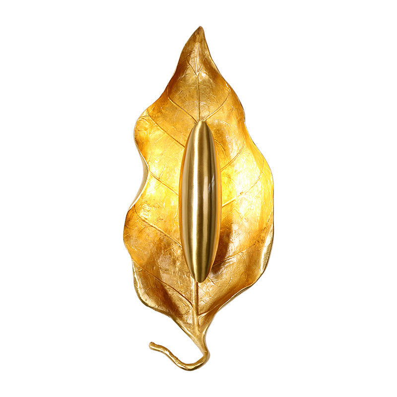Luxury Full Copper Leaves Design 1-Light Wall Sconce Lamp