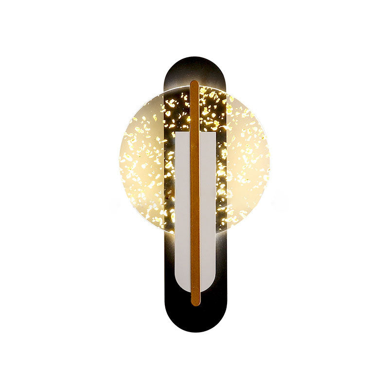 Luxury Gold Foil Texture Acrylic Round LED Wall Sconce Lamp