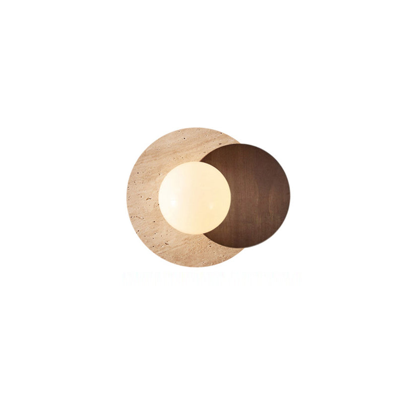Japanese Travertine Solid Wood 1-Light Wall Sconce Lamp