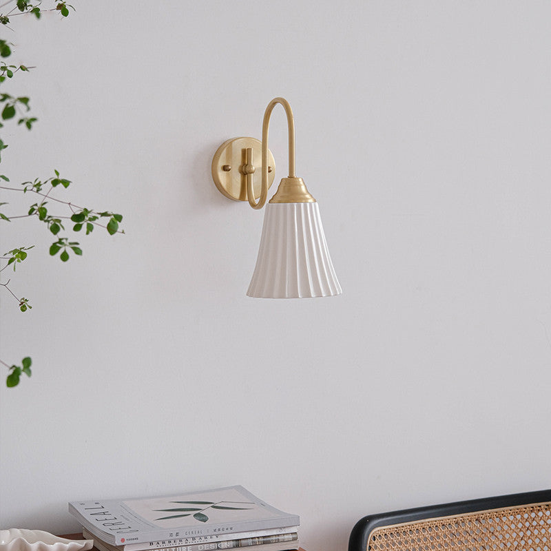 Vertical Grain Ceramic Iron 1-Light Wall Sconce Lamp