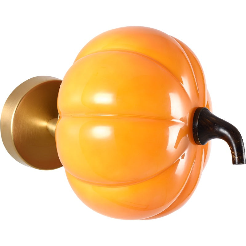 Simulation Pumpkin Glass Iron 1-Light Wall Sconce Lamp
