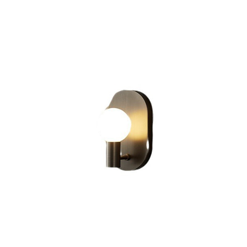 Luxury Full Copper Glass Oval 1-Light Wall Sconce Lamp
