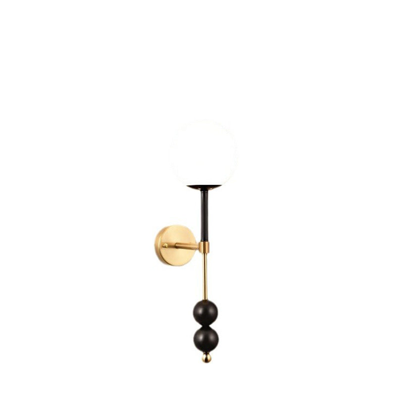 French Glass Ball Shade Hardware 1-Light Wall Sconce Lamp